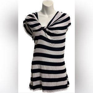 Deletta navy top with white stripes from Anthropologie